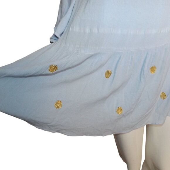 LILLY PULITZER Ultra Mini Dress/Top, XXS, Light blue/Golden Shells, Ruffle Hem - Picture 9 of 12